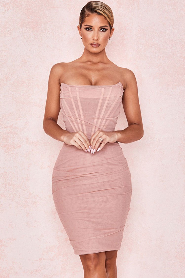 Chic Ruched Strapless Mini Corset ...